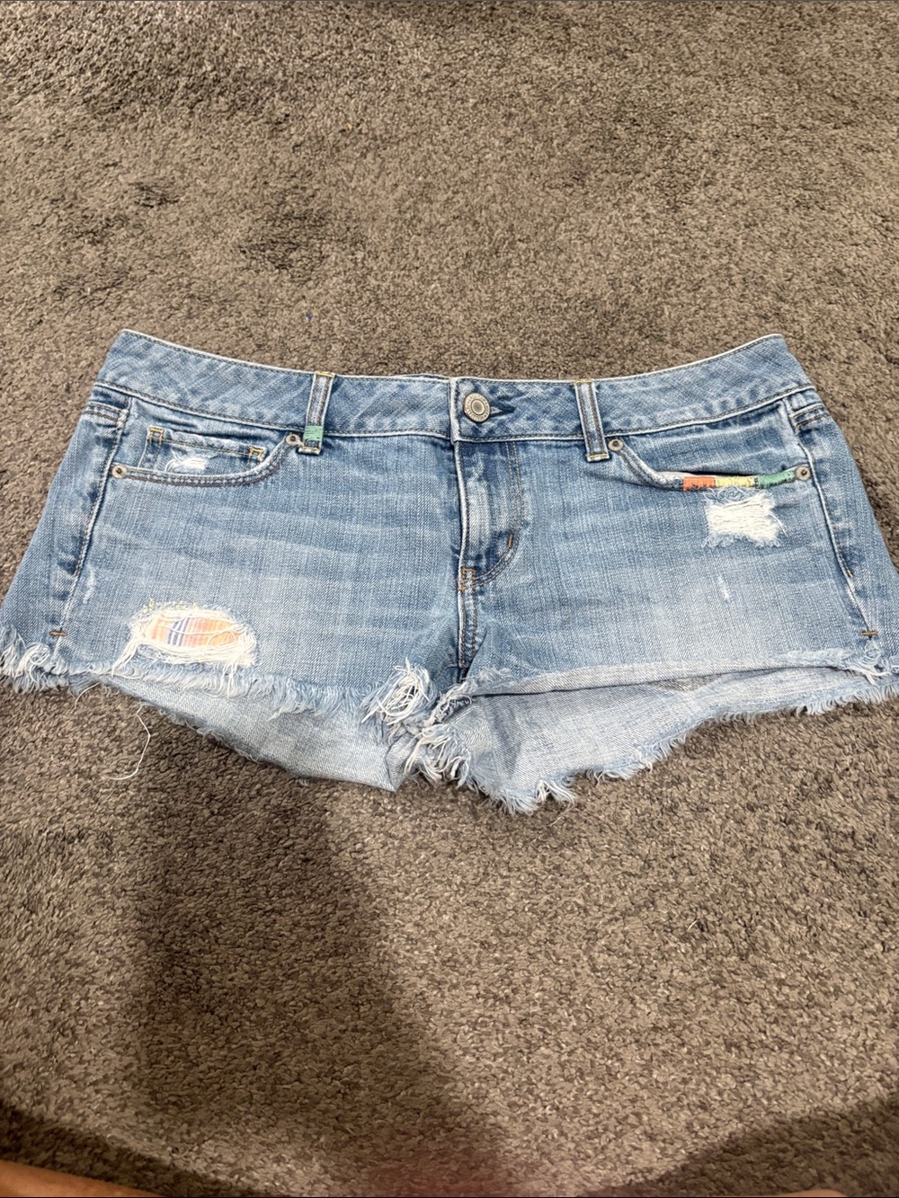 American Eagle Outfitters Light Wash Distressed Denim Shorts